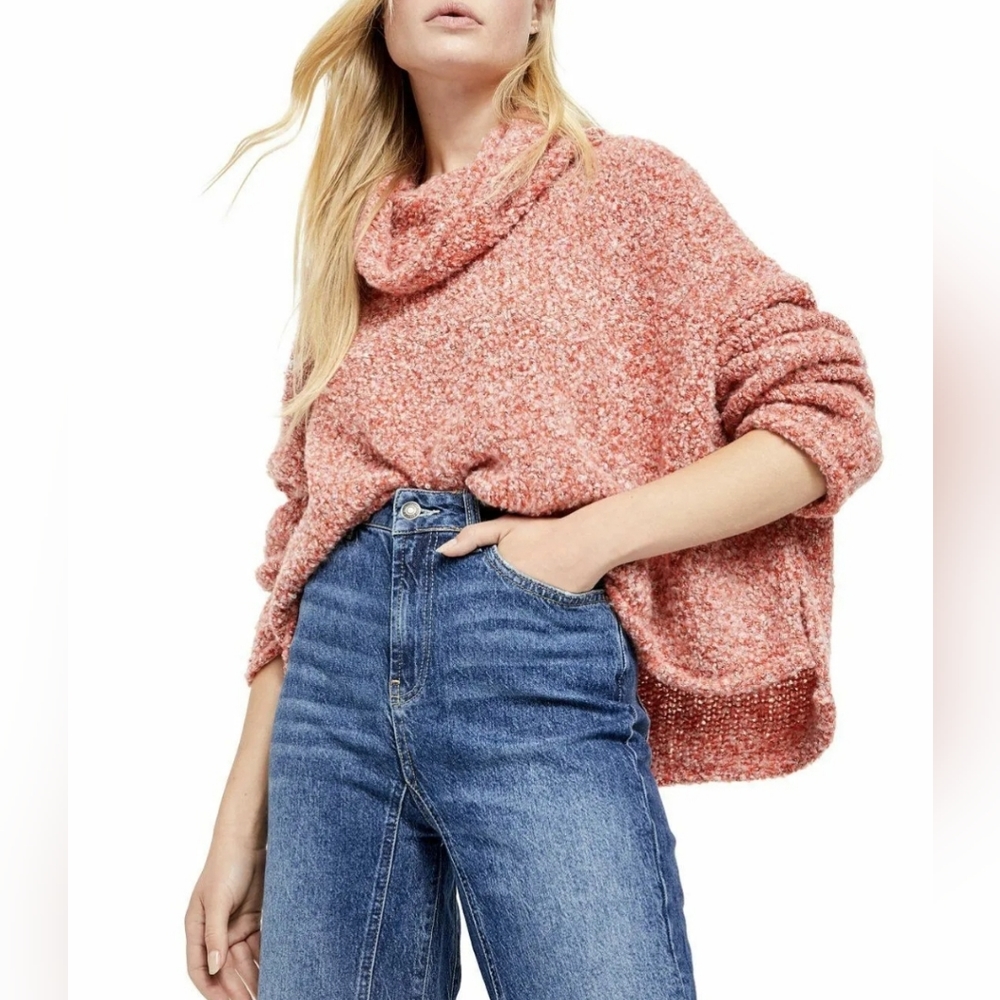 Free People BFF Cowl Neck Scarlet Flame Sweater Size S
